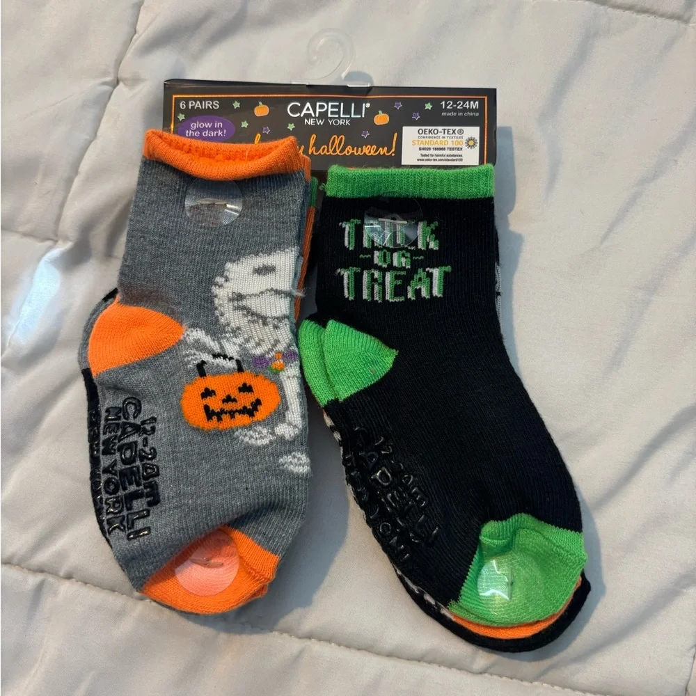 NEW Capelli of New York Toddler Halloween Socks 6 pairs Size 12-24 Months